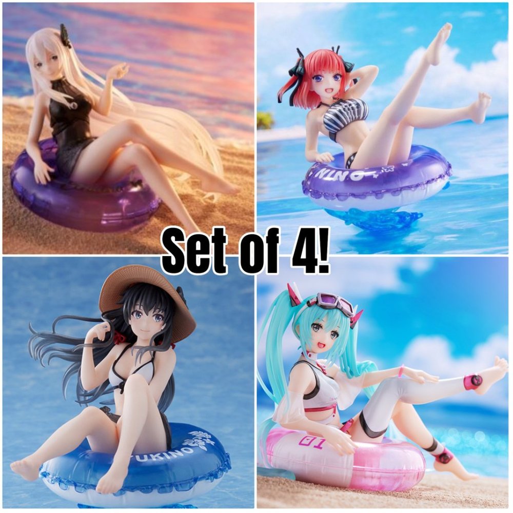 Set of 4 Aqua Float Girls NEW Taito Hatsune Miku Echidna Yukino Yukinoshit Nino